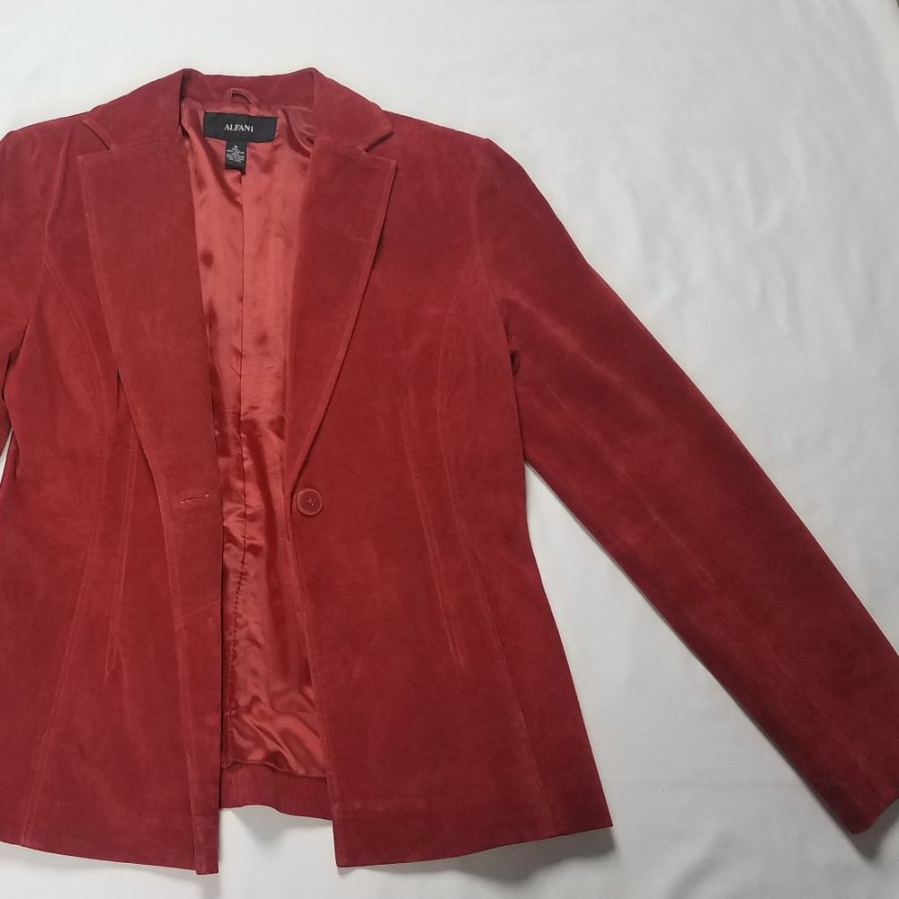 Alfani Genuine Leather Suede Rust Leather Jacket - Picture 2 of 8